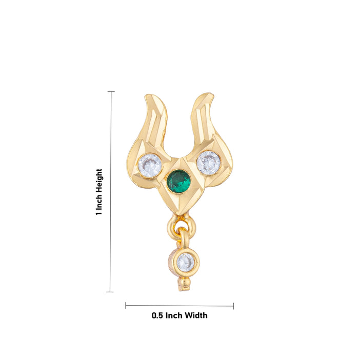 Stone Nose Pin - 1 x 0.5 Inch | AD Stone Bullaku/ Gold Polish Bullaku Nose Pin/ Stone Jewellery for Deity - Head & Face Accessories
