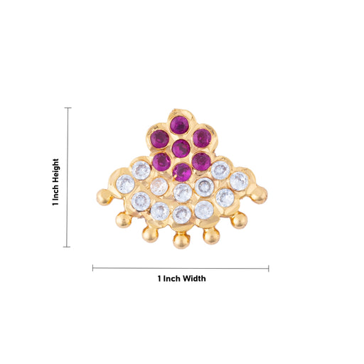 Nose Pin - 1 x 1 Inch | AD Stone Artificial Jewelry/ Gold Polish Jewellery for Deity Decor - Head & Face Accessories
