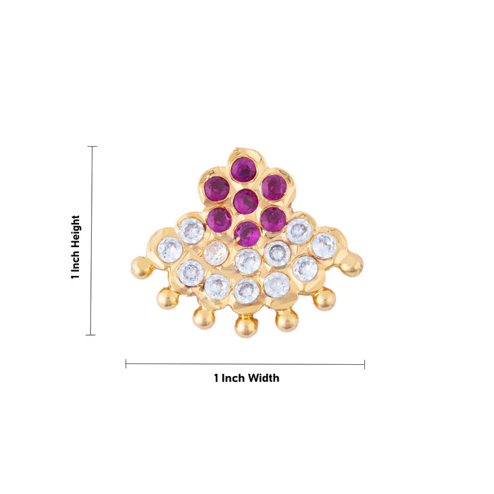 Nose Pin - 1 x 1 Inch | AD Stone Artificial Jewelry/ Gold Polish Jewellery for Deity Decor - Head & Face Accessories