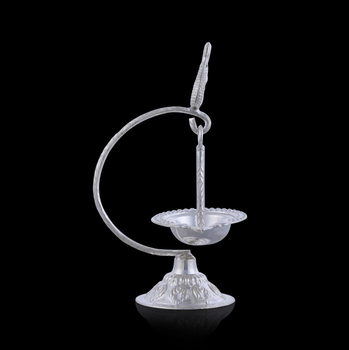 Hanging Lamp - 5 X 2.75 Inches | Silver Hanging Diya/ Thooku Vilakku For Pooja Room And Temple Lighting - Hanging Lamp
