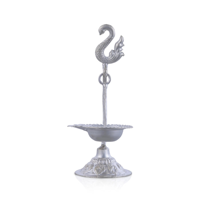Hanging Lamp - 5 X 2.75 Inches | Silver Hanging Diya/ Thooku Vilakku For Pooja Room And Temple Lighting - Hanging Lamp