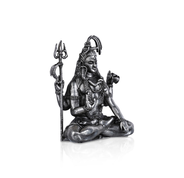 Shiva Statue - 2.25 X 1.75 Inches | Silver Idol/ Antique Polish Sitting Shiv Statue For Pooja Room - German Silver Murties