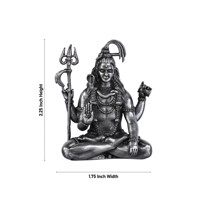 Shiva Statue - 2.25 X 1.75 Inches | Silver Idol/ Antique Polish Sitting Shiv Statue For Pooja Room - German Silver Murties