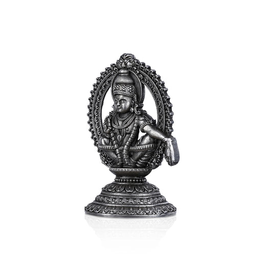 Ayyappan Statue With Arch - 2.5 X 1.5 Inches | Silver Idol/ Antique Polish Ayyappa Idol For Sabarimala Pooja - German Silver Murties