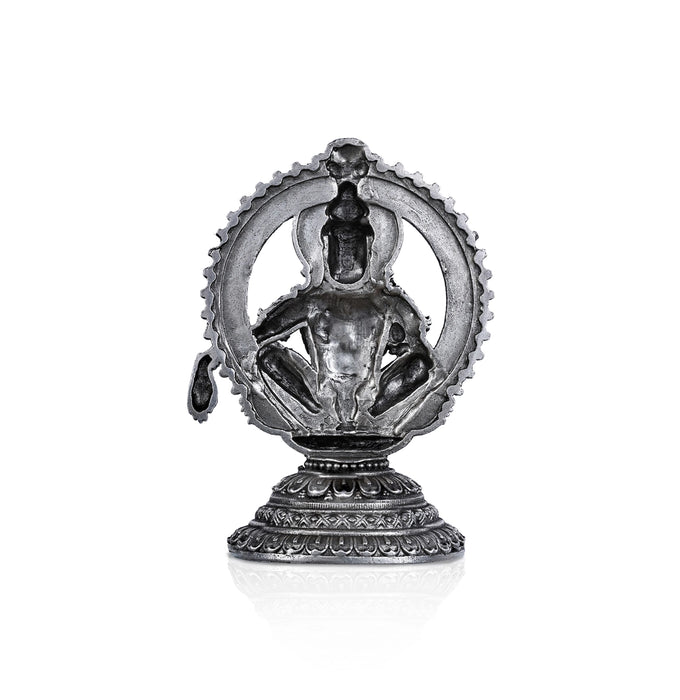 Ayyappan Statue With Arch - 2.5 X 1.5 Inches | Silver Idol/ Antique Polish Ayyappa Idol For Sabarimala Pooja - German Silver Murties