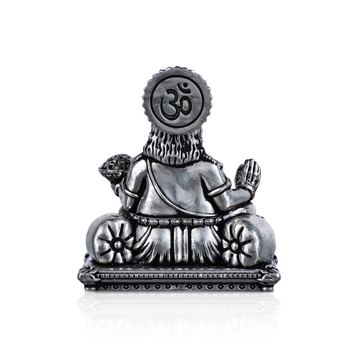 Kuber Statue Sitting On Sinhasan - 2 X 1.5 Inches | Silver Idol/ Antique Polish Kubera Statue For Wealth Pooja - German Silver Murties