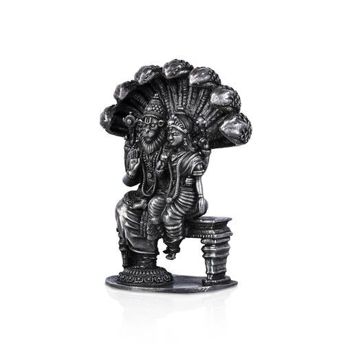 Lakshmi Narasimha Swamy Vigraham With Sheshnag- 2.5 X 2 Inches | Silver Idol/Antique Polish Laxmi Narasimha Idol - German Silver Murties