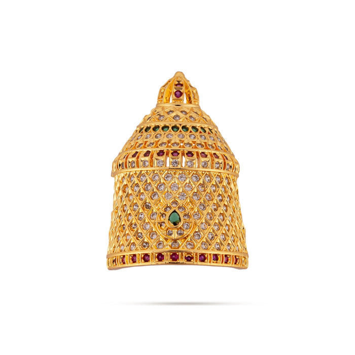 Stone Half Crown - 2 x 1.25 Inches | Stone Kireedam / Half Turban / Multicolour Stone Mukut for Pooja