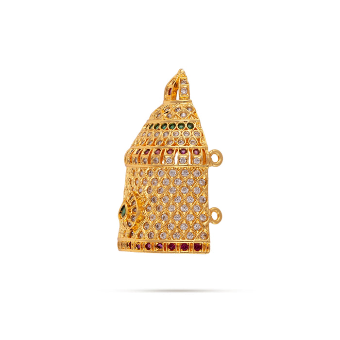 Stone Half Crown - 2 x 1.25 Inches | Stone Kireedam / Half Turban / Multicolour Stone Mukut for Pooja