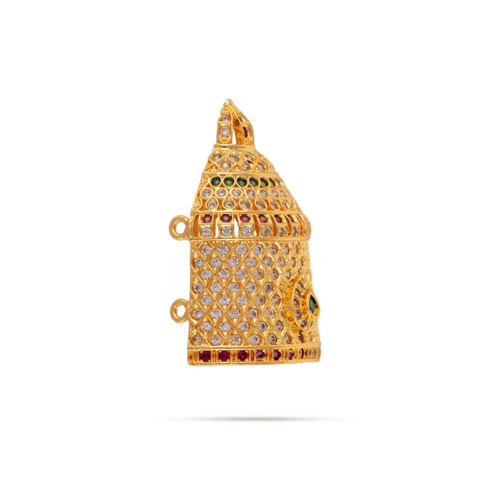 Stone Half Crown - 2 x 1.25 Inches | Stone Kireedam / Half Turban / Multicolour Stone Mukut for Pooja