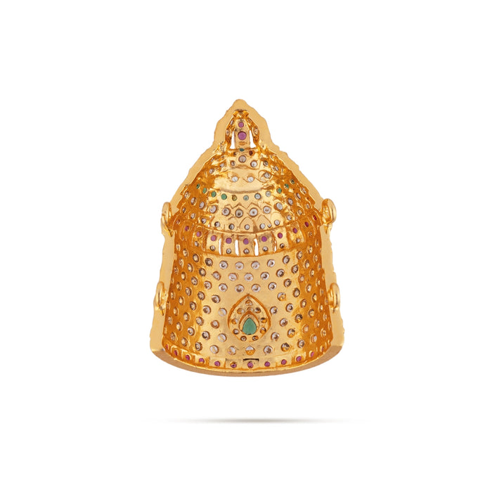 Stone Half Crown - 2 x 1.25 Inches | Stone Kireedam / Half Turban / Multicolour Stone Mukut for Pooja