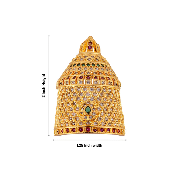 Stone Half Crown - 2 x 1.25 Inches | Stone Kireedam / Half Turban / Multicolour Stone Mukut for Pooja