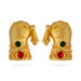 Sridevi Bhoodevi Half Crown Set - 3 x 2 Inches | Multicolour Stone Kireedam / Kiridam / Mukut For Deity Decor - Head & Face Accessories