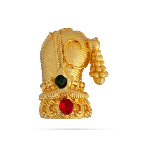 Sridevi Bhoodevi Half Crown Set - 3 x 2 Inches | Multicolour Stone Kireedam / Kiridam / Mukut For Deity Decor - Head & Face Accessories