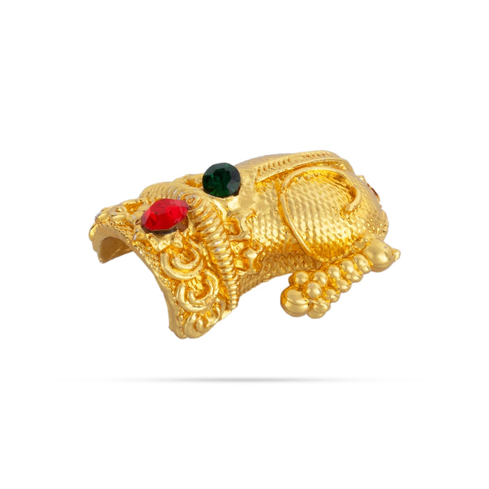 Sridevi Bhoodevi Half Crown Set - 3 x 2 Inches | Multicolour Stone Kireedam / Kiridam / Mukut For Deity Decor - Head & Face Accessories