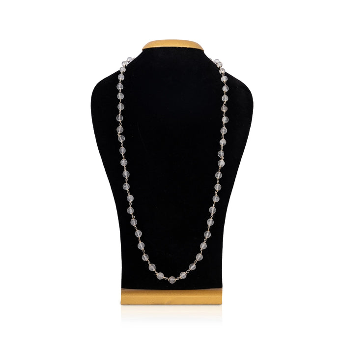 Sphatik Mala With Cup - 15 Inches | 54 Beads Padiga Malai/ silver Polish Crystal Mala For Meditation