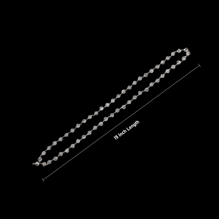 Sphatik Mala With Cup - 15 Inches | 54 Beads Padiga Malai/ silver Polish Crystal Mala For Meditation