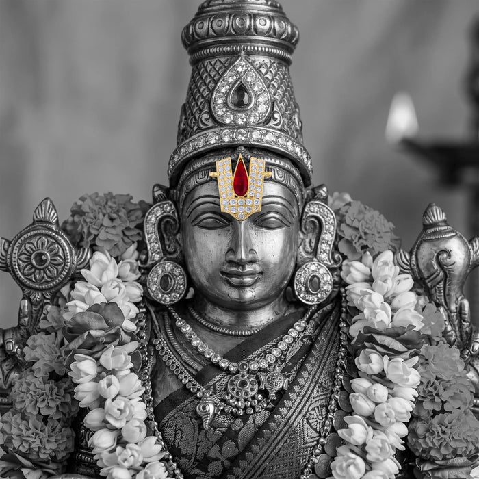 Stone Vishnu Tilak - 1.8 x 1.5 Inches | Stone Vishnu Namam/ Thenkalai Perumal Namam For Deity