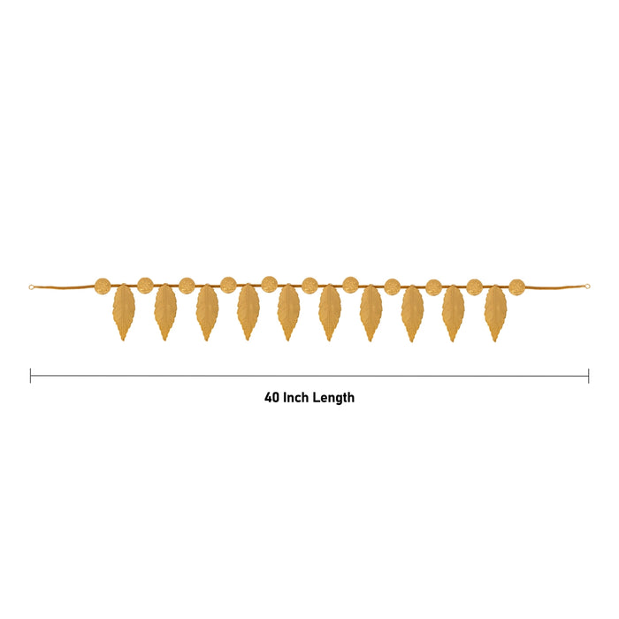 Mango Leaf Toran - 40 Inches | Gold Polish Thoranam with Lakshmi/ Bandanwar/ Ladi/ Thoran for Door Decor