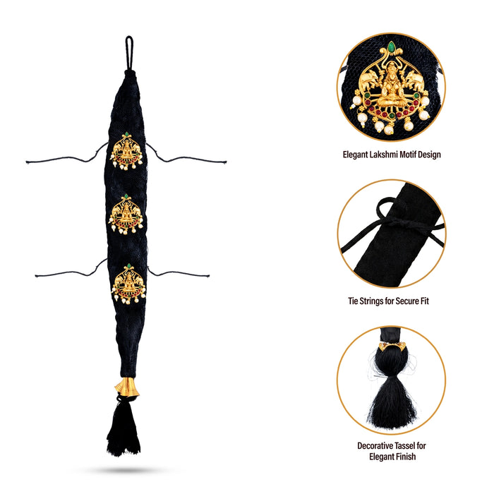 Amman Jadai With Lakshmi - 17 Inches | 3 Bit/ Goddess Jadai Alankaram/ Hair Ornament for Deity Decor