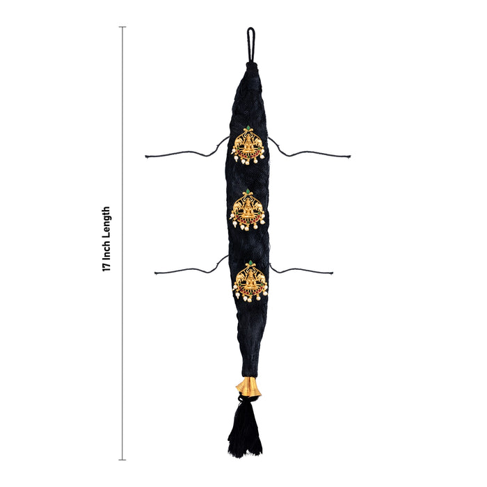 Amman Jadai With Lakshmi - 17 Inches | 3 Bit/ Goddess Jadai Alankaram/ Hair Ornament for Deity Decor