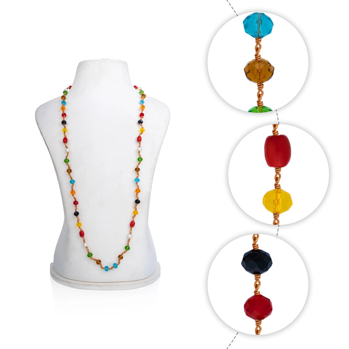 Navaratna Mala - 19 Inches | 54 Beads/ Crystal Mala With Gold Cup/ Navarathna Mala for Men & Women