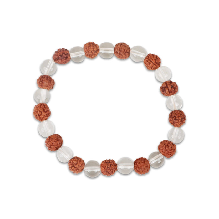 Rudraksha Sphatik Bracelet - 2.5 Inches | Sphatik Rudraksha Bracelet/ Rudraksha Hand Band for Men & Women - Rudraksha Mala, Pendant, Bracelet