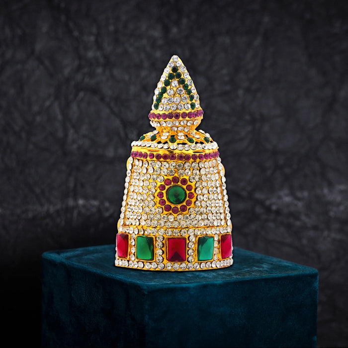 Half Crown - 3 Inch | Stone Mukut/ Kireetam/ Multicolour Stone Kiritam for Deity