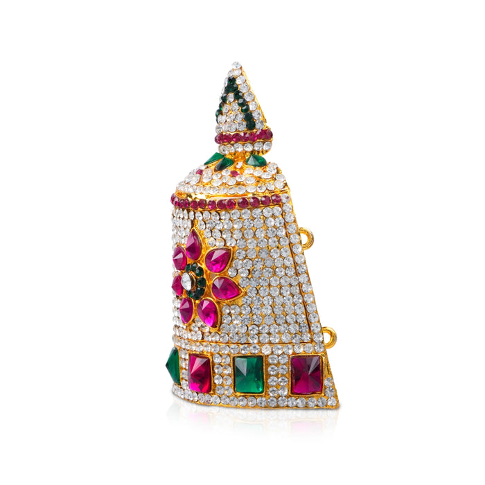 Stone Half Crown - 4 x 2.25 Inches | Stone Kireedam/ Multicolour Stone Mukut for Pooja - Head & Face Accessories