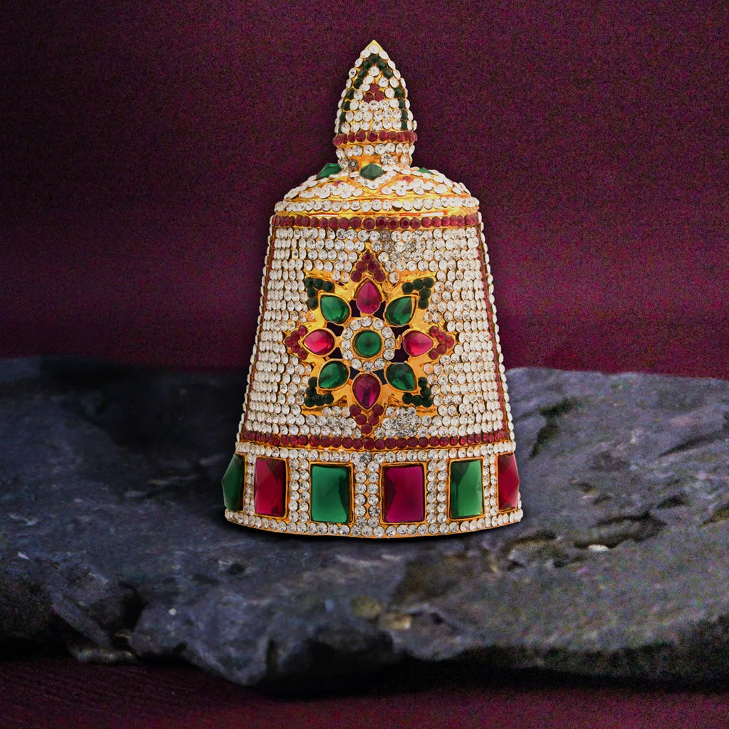 Half Crown - 5 Inch | Stone Mukut/ Kireetam/ Multicolour Stone Kiritam for Deity