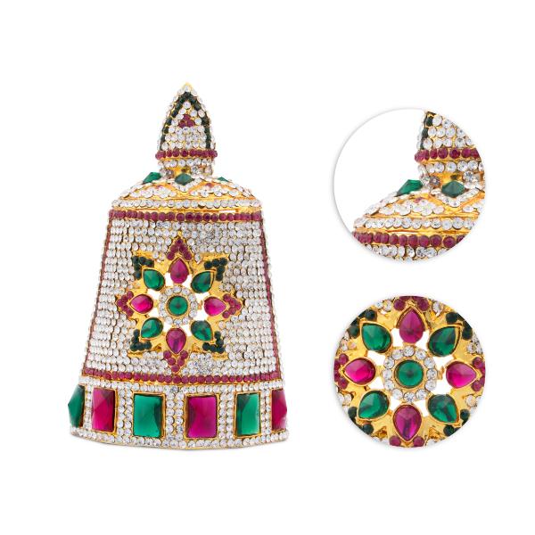 Half Crown - 5 Inch | Stone Mukut/ Kireetam/ Multicolour Stone Kiritam for Deity - Head & Face Accessories