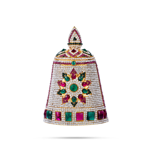 Half Crown - 6.5 x 4.5 Inches | Multicolour Stone Kireedam/ Kiridam/ Mukut for Deity Decor - Head & Face Accessories