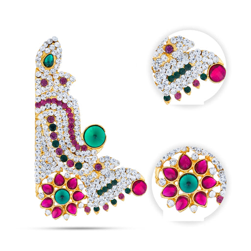 Karnapathakkam Set - 4 x 2.25 Inches | Stone Earings/ Multicolour Stone Earring Set for Deity - Head & Face Accessories