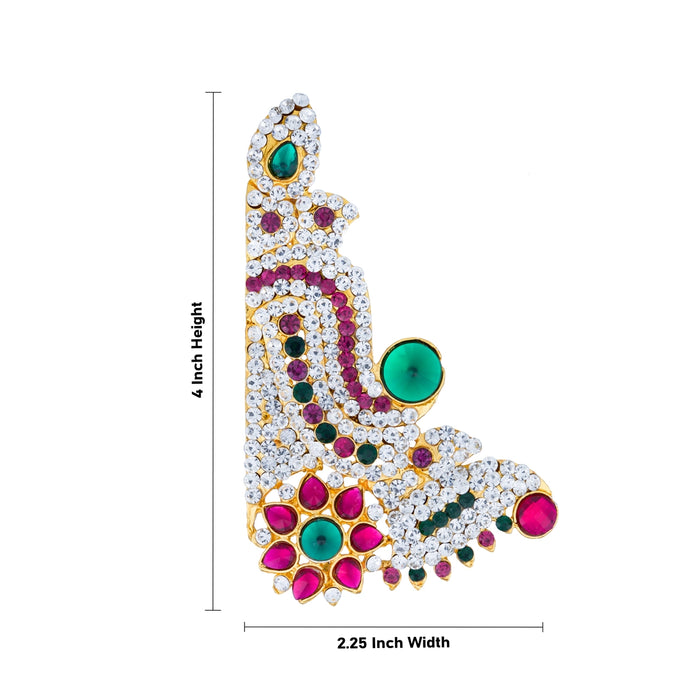 Karnapathakkam Set - 4 x 2.25 Inches | Stone Earings/ Multicolour Stone Earring Set for Deity - Head & Face Accessories