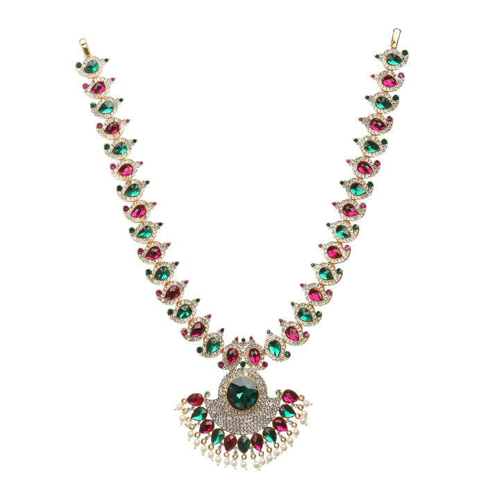 Stone Haram & Stone Necklace Set - 15 x 4 Inches | Multicolour Stone Jewelry/ Jewellery for Deity - Neck & Body Accessories