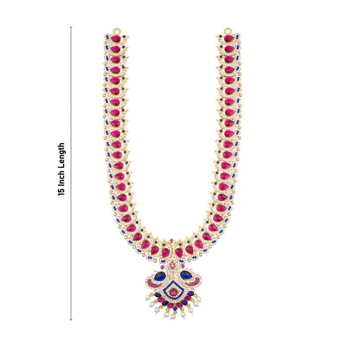 Stone Haram & Stone Necklace Set - 15 x 4 Inches | Multicolour Stone Jewelry/ Jewellery for Deity - Neck & Body Accessories