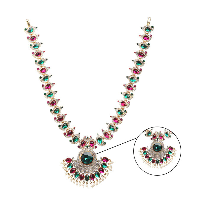 Stone Haram & Stone Necklace Set - 15 x 4 Inches | Multicolour Stone Jewelry/ Jewellery for Deity - Neck & Body Accessories
