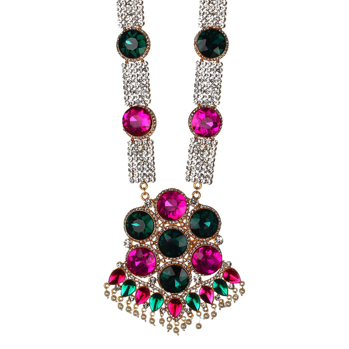 Stone Haram - 16 x 4.5 Inches | Haram/ Multicolour Stone Jewelry/ Stone Jewellery for Deity - Neck & Body Accessories