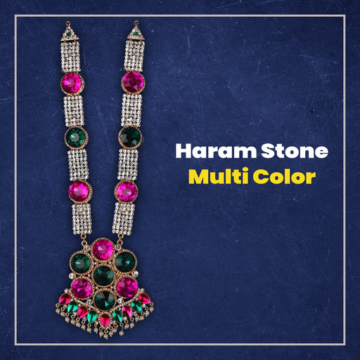 Stone Haram - 16 x 4.5 Inches | Haram/ Multicolour Stone Jewelry/ Stone Jewellery for Deity - Neck & Body Accessories