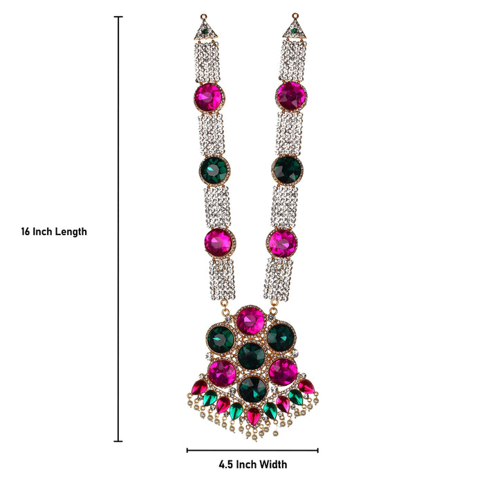 Stone Haram - 16 x 4.5 Inches | Haram/ Multicolour Stone Jewelry/ Stone Jewellery for Deity - Neck & Body Accessories