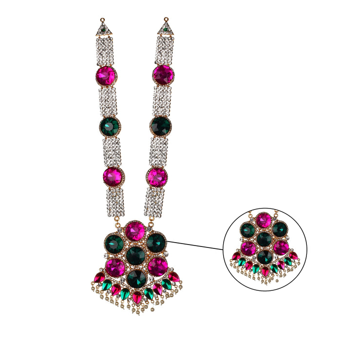 Stone Haram - 16 x 4.5 Inches | Haram/ Multicolour Stone Jewelry/ Stone Jewellery for Deity - Neck & Body Accessories