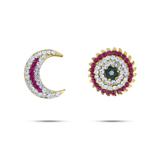 Stone Sun and Moon Billai | Multicolour Stone Jewellery/ Hair Accessories for Deity - Head & Face Accessories