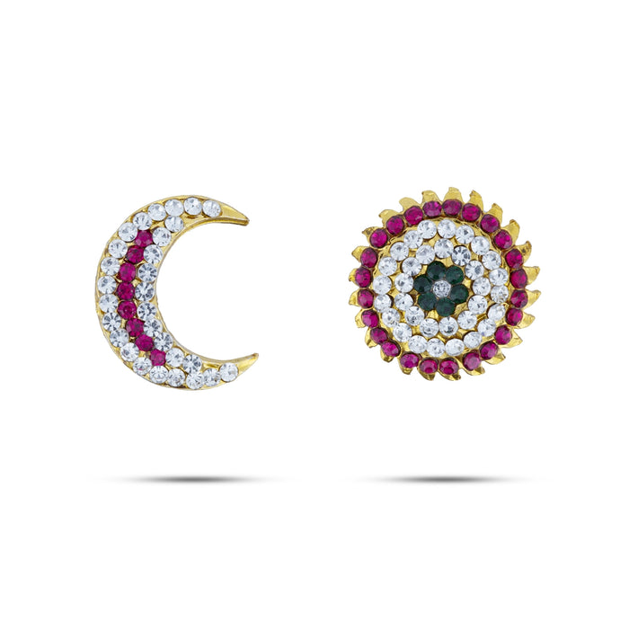 Stone Sun and Moon Billai | Multicolour Stone Jewellery/ Hair Accessories for Deity