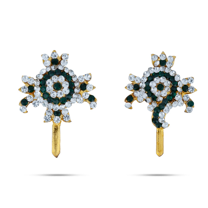 Stone Shank Chakra - 1.5 x 1.25 Inches | Multicolour Stone Jewellery/ Venkateswara Shanku Chakram for Deity - Deity Accessories