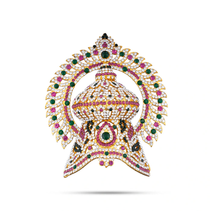 Stone Half Kireedam With Arch - 5 x 4 Inches | Half Kiridam With Arch/ Half Crown/ Stone Mukut for Deity - Head & Face Accessories