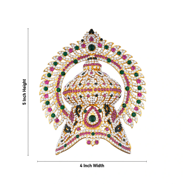 Stone Half Kireedam With Arch - 5 x 4 Inches | Half Kiridam With Arch/ Half Crown/ Stone Mukut for Deity - Head & Face Accessories