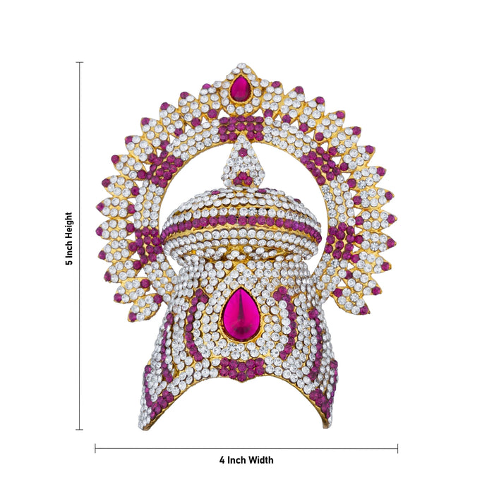 Stone Half Kireedam With Arch - 5 x 4 Inches | Half Kiridam With Arch/ Half Crown/ Stone Mukut for Deity - Head & Face Accessories