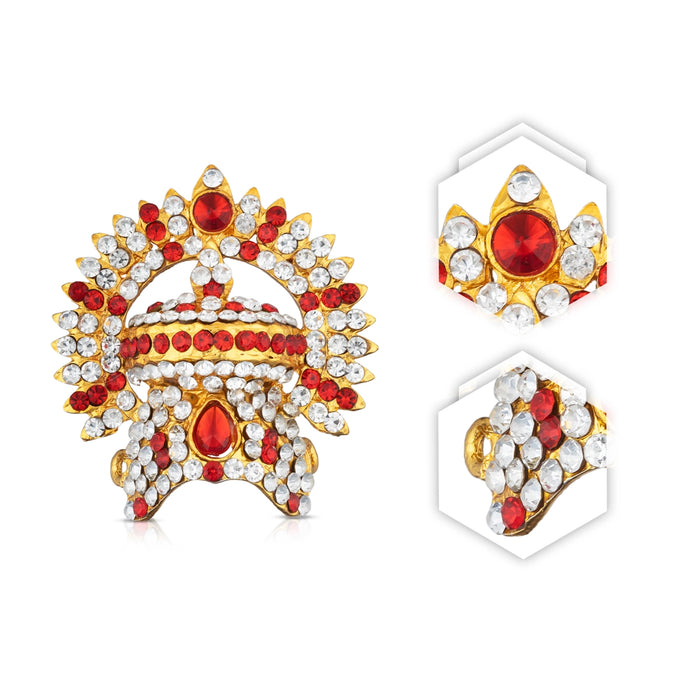 Half Stone Kireedam With Arch - 2 x 1.75 Inches | Half Crown/ Stone Kiridam/ Half Mukut for Deity - Head & Face Accessories