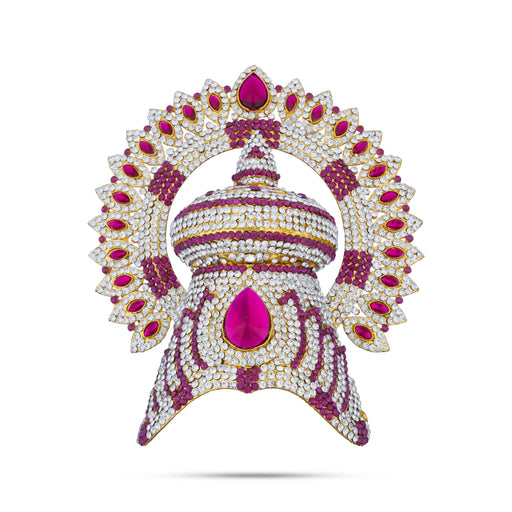 Half Crown With Arch - 6.5 x 5.5 Inches | Stone Kireedam/ Stone Mukut/ Half Kiridam for Deity - Head & Face Accessories