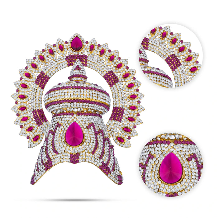 Half Crown With Arch - 6.5 x 5.5 Inches | Stone Kireedam/ Stone Mukut/ Half Kiridam for Deity - Head & Face Accessories